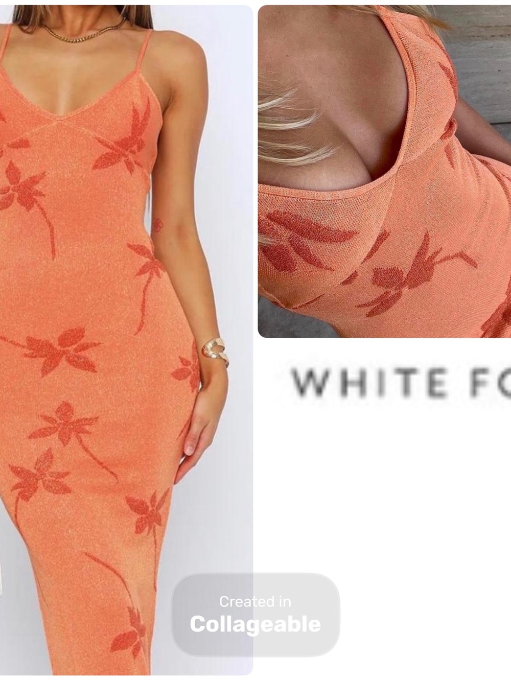 ‼️WOW‼️WHITE FOX Orange Floral Knit Slip Dress NWOT🧡
